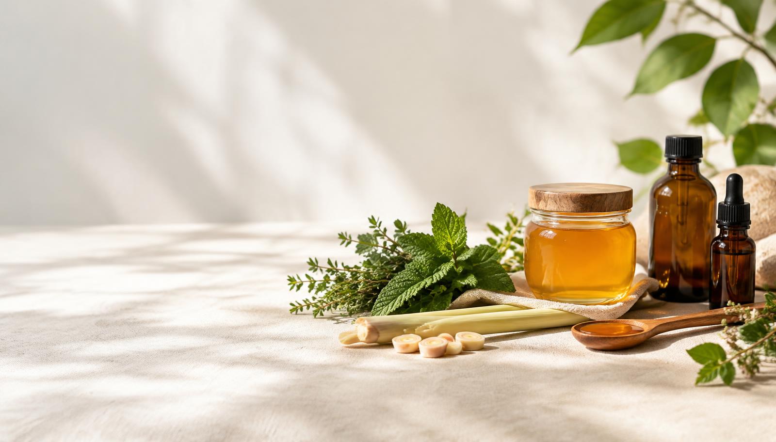 Thảo mộc, mật ong và tinh dầu thiên nhiên